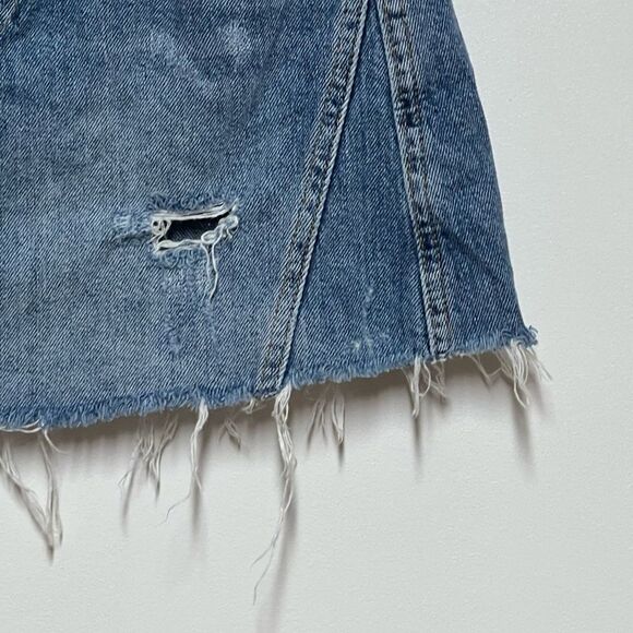 FREE PEOPLE | We The Free Harvey Denim A-Line Mini Skirt Distressed Size 28 - Picture 8 of 10